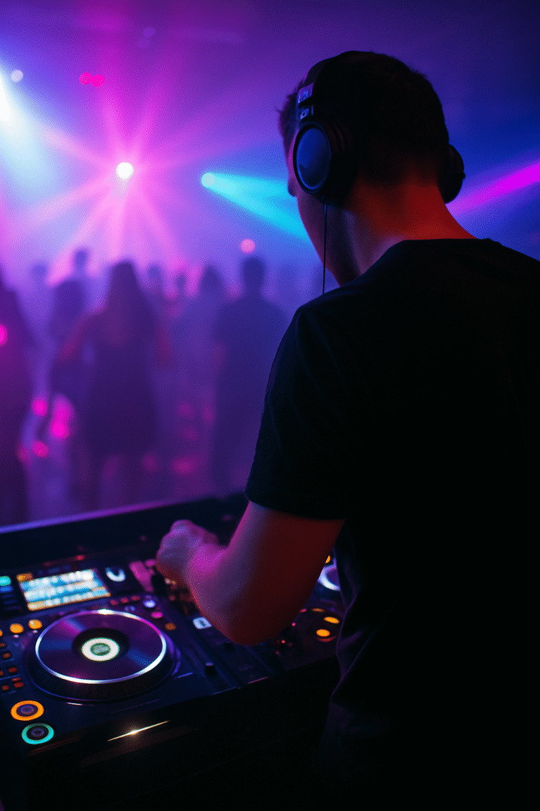 Photo d'un DJ en soirée pour un événement