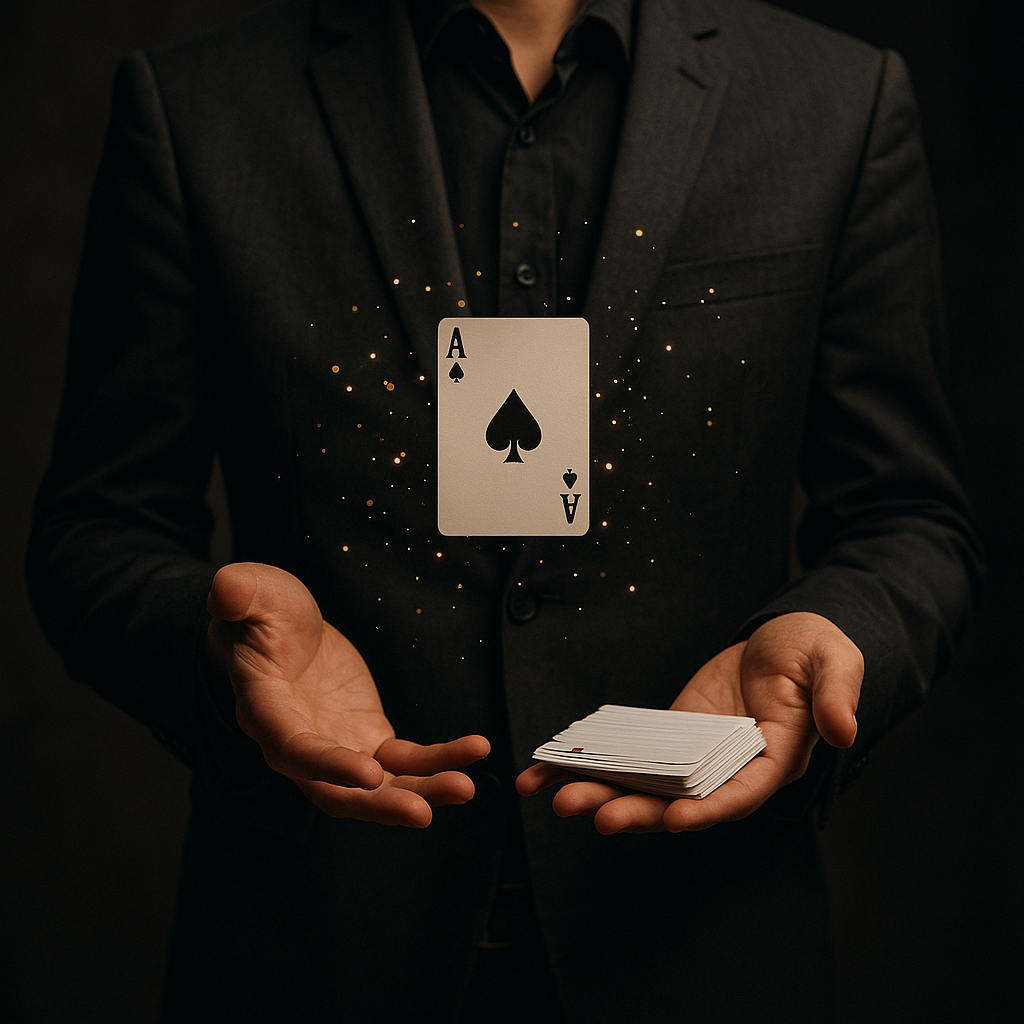 photo d'un magicien lors d'un événement en soirée