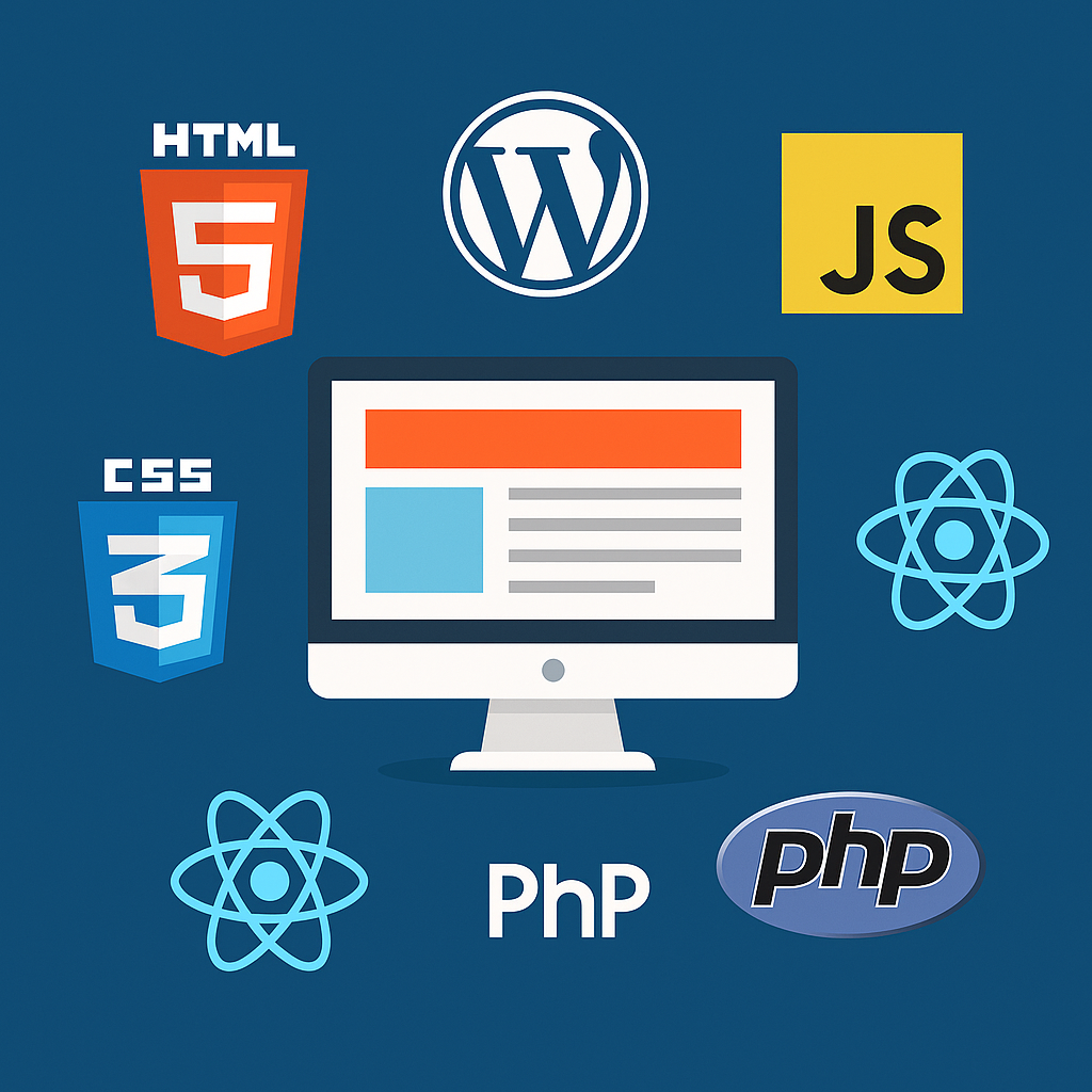 Image représentant les différentes technologies utilisables pour un site vitrine